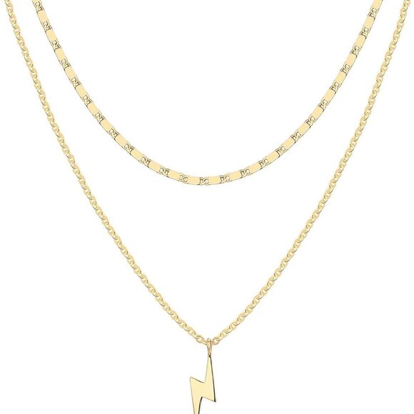Jewelry - Brand New Gold Plated Layering Necklace - Lightning Style